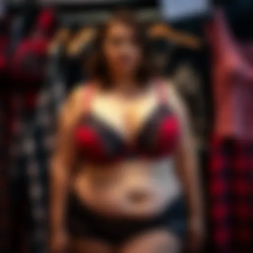 An elegant display of plus size plaid lingerie showcasing vibrant patterns and textures