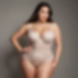 Elegant plus size plunge shapewear showcasing intricate design elements.