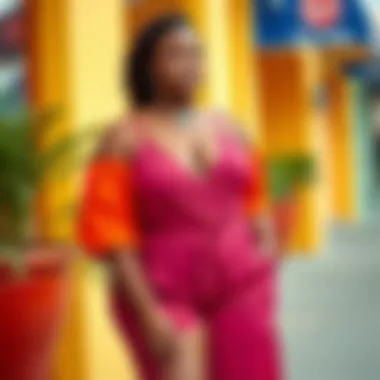 Stylish plus size romper in vibrant colors