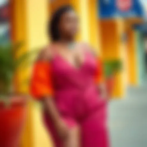 Stylish plus size romper in vibrant colors