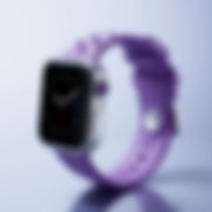 Compatibility of the Purple Apple Watch Band Illustration of the purple Apple Watch band highlighting its compatibility with various 40mm watch models