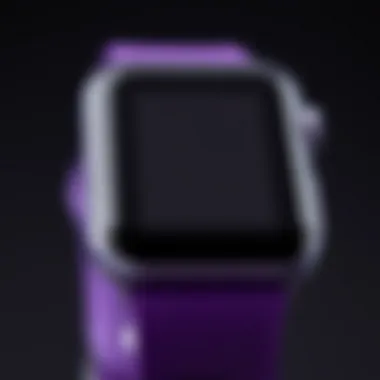 Texture and Material Quality of the Purple Apple Watch Band Close-up view of the purple Apple Watch band showcasing its texture and material quality