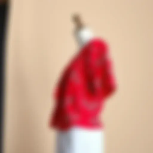 Vibrant red printed blouse displayed against a neutral background