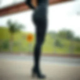 Elegant seamless waistband leggings showcasing modern design