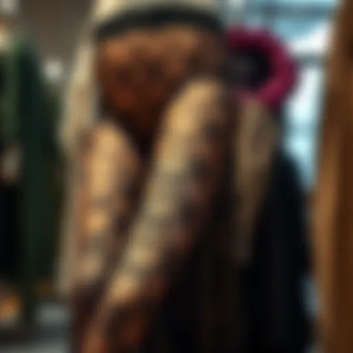 Elegant sheer lace tights displayed on a mannequin showcasing intricate patterns.