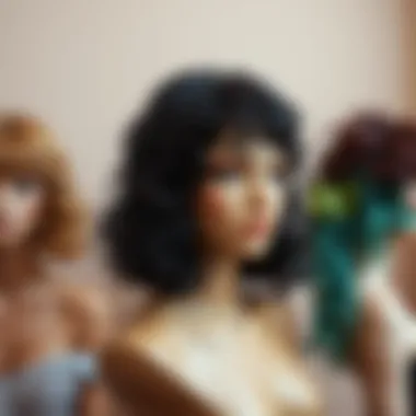 A color palette showcasing different shades of short curly wigs with bangs