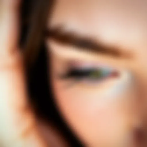 Close-up of natural lashes enhanced by short false lashes
