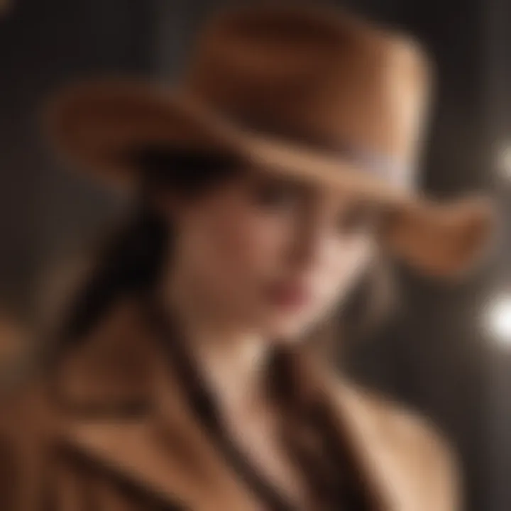 Stylish ensemble featuring a brown cowboy hat paired with modern attire