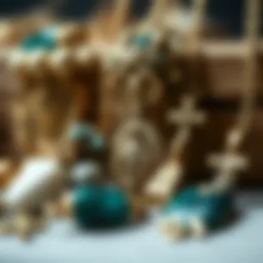 A showcase of various materials used in Virgin Mary necklaces