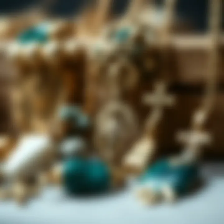 A showcase of various materials used in Virgin Mary necklaces