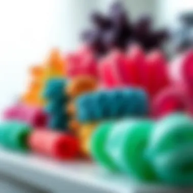 An array of vibrant sponge curlers in different colors.