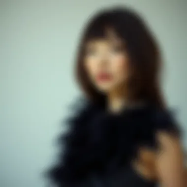 Fashion Statement with Synthetic Hair Feathers Fashion model adorned with synthetic hair feathers