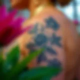 A vibrant temporary tattoo showcasing intricate floral designs.