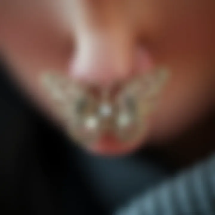 Elegant butterfly nose ring stud showcasing intricate designs