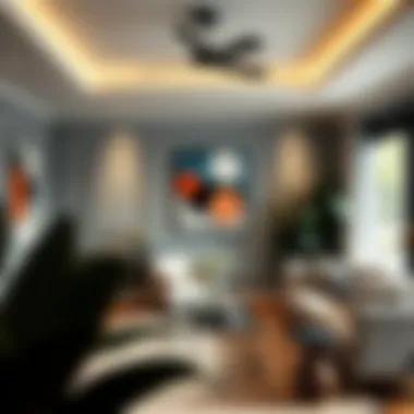 Modern interior with polka dot frames enhancing decor