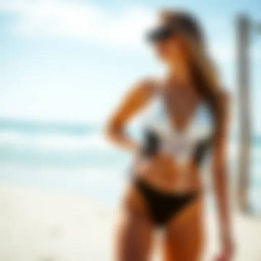 Elegant Beach Look with Tankini Elegant tankini swimsuit on a beach