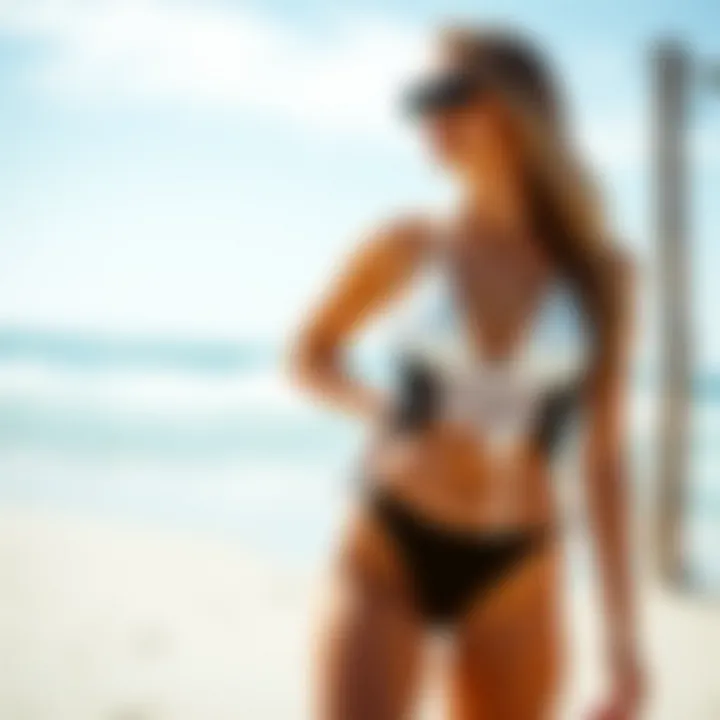 Elegant Beach Look with Tankini Elegant tankini swimsuit on a beach