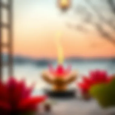 Lotus incense holder set against a serene background