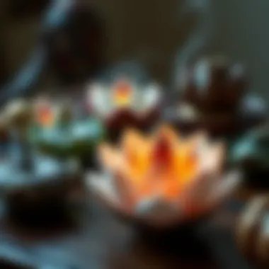 Various materials used in lotus incense holders