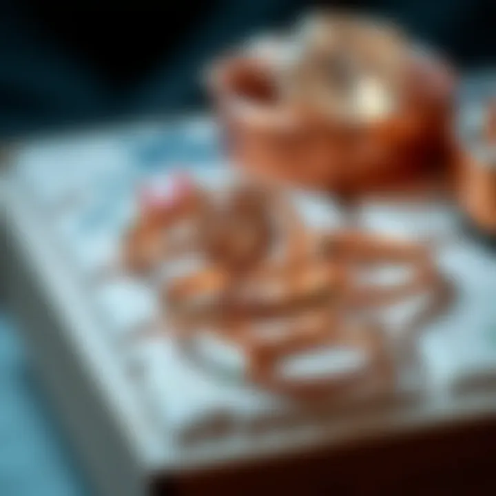 Aesthetic display of personalized 14k rose gold CZ rings