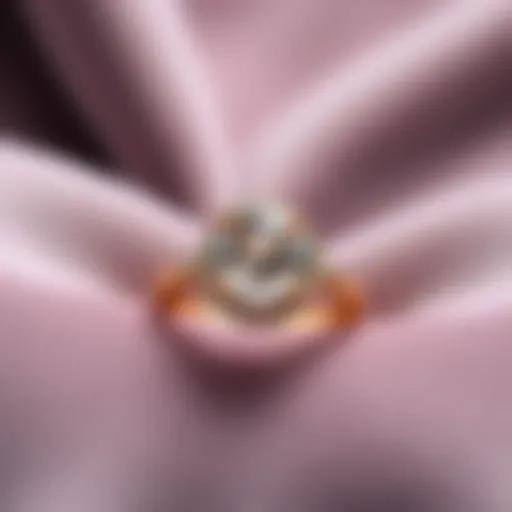 Elegant 14k rose gold CZ ring showcased on a velvet background