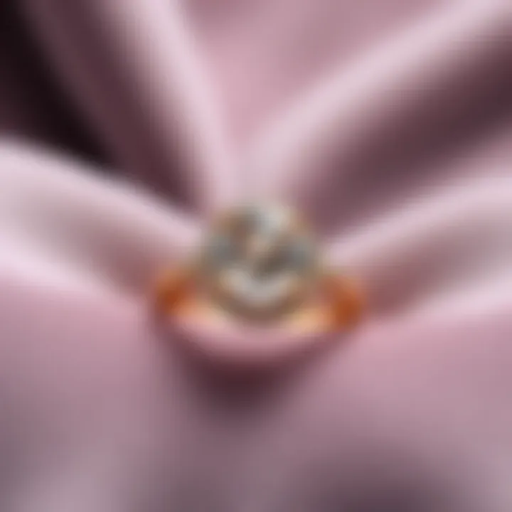 Elegant 14k rose gold CZ ring showcased on a velvet background