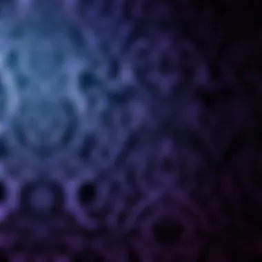 Elegant Patterns in Black and Purple Intricate black and purple tapestry showcasing elaborate patterns