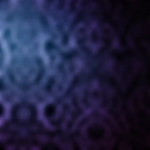 Elegant Patterns in Black and Purple Intricate black and purple tapestry showcasing elaborate patterns