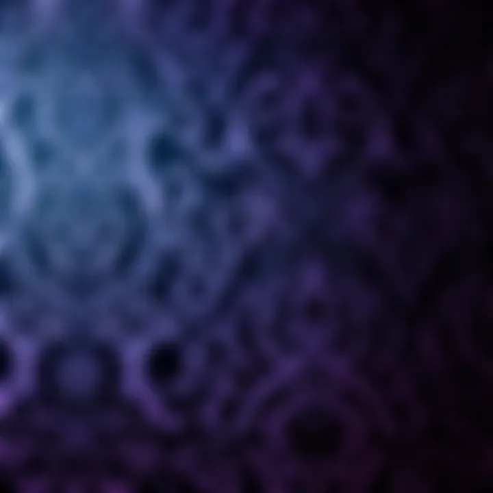 Elegant Patterns in Black and Purple Intricate black and purple tapestry showcasing elaborate patterns