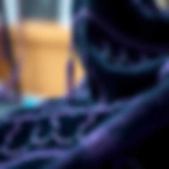 Artistry in Textile Craftsmanship Close-up of the craftsmanship involved in black and purple textiles