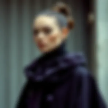 Fashion Fusion with Rich Textiles Fashion attire featuring black and purple tapestry elements