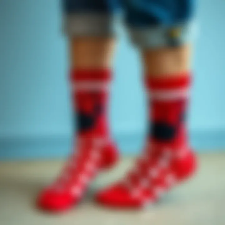 Minnie Mouse socks styled with casual outfits, emphasizing versatility