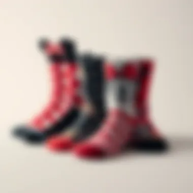 Artistic arrangement of various Minnie Mouse sock designs