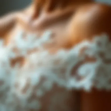 Close-up of intricate lace detailing on a mermaid bridesmaid gown
