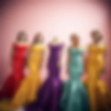 Vibrant color palette showcasing different fabric textures for bridesmaid dresses