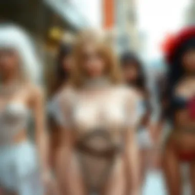 Artistic representation of see-thru babydolls showcasing diverse styles and fabrics