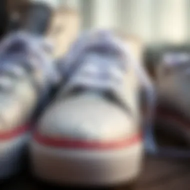 Close-up of intricate glitter details on footwear