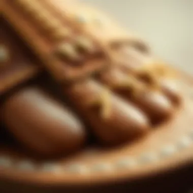 Close-up of intricate stitching on a traditional sandal