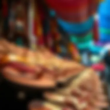 Cultural significance of stitch sandals displayed in a vibrant market