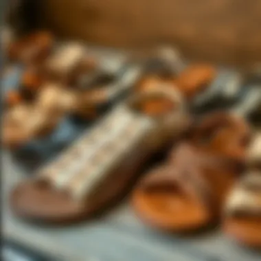 A variety of stitch sandals showcasing diverse designs and materials