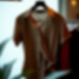 Elegant criss-cross shirt displayed on a hanger showcasing its unique design