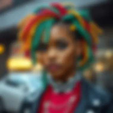 Fashion Statement with Color Braided Wigs Stylish individual wearing a colorful braided wig