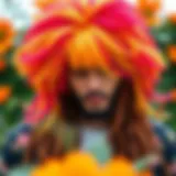 Vibrant hippie wig showcasing long flowing locks