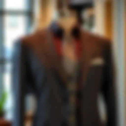 A tailored gray suit with vest displayed elegantly on a mannequin