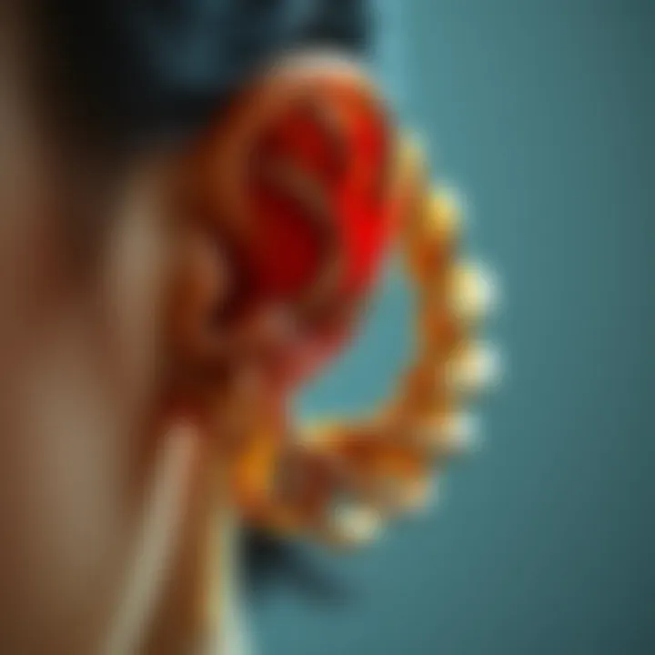 Close-up of the intricate design of a helix crawler earring