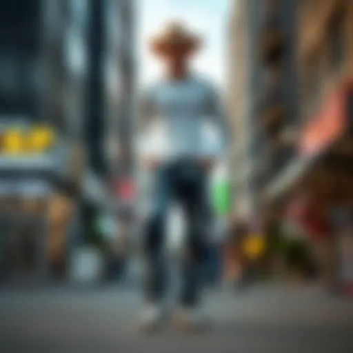 A stylish pair of cow pants showcased in a trendy urban setting