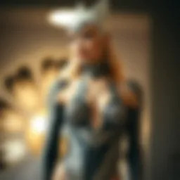 Elegant design of a catsuit showcasing intricate detailing