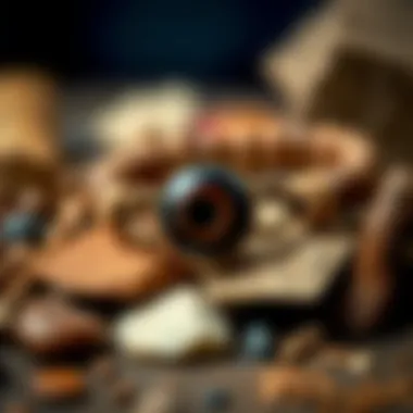 A close-up view of different materials used in crafting the Devil's Eye bracelet
