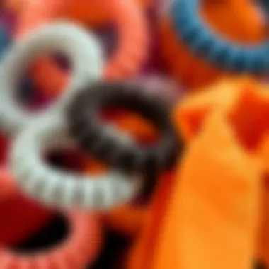 Close-up of the material composition of disposable hair ties