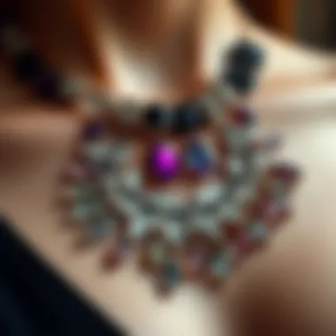 Creative Statement Necklaces Close-up of statement necklaces made from unconventional materials, highlighting creativity